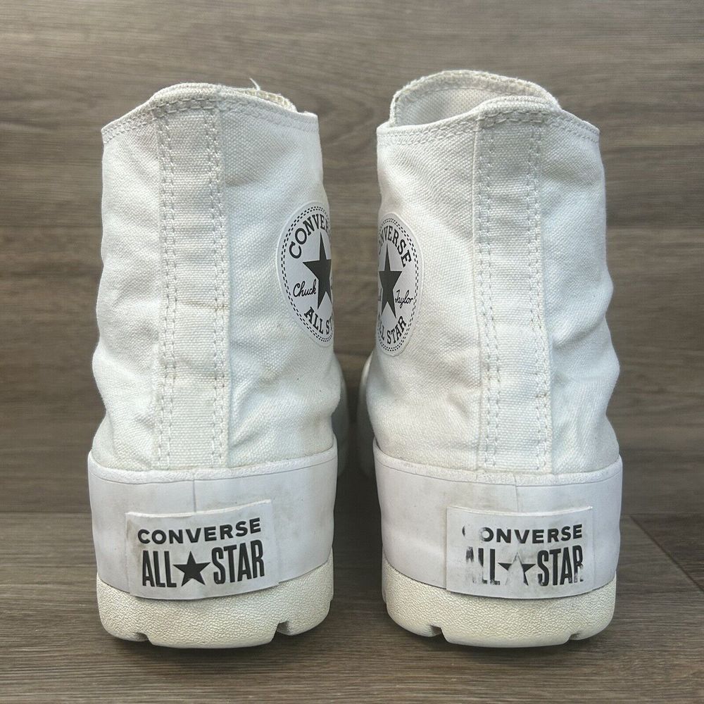 Converse Chuck Taylor Women's 9 All Star‎ Hi Top Platform Sneakers White Lugged - Picture 8 of 9